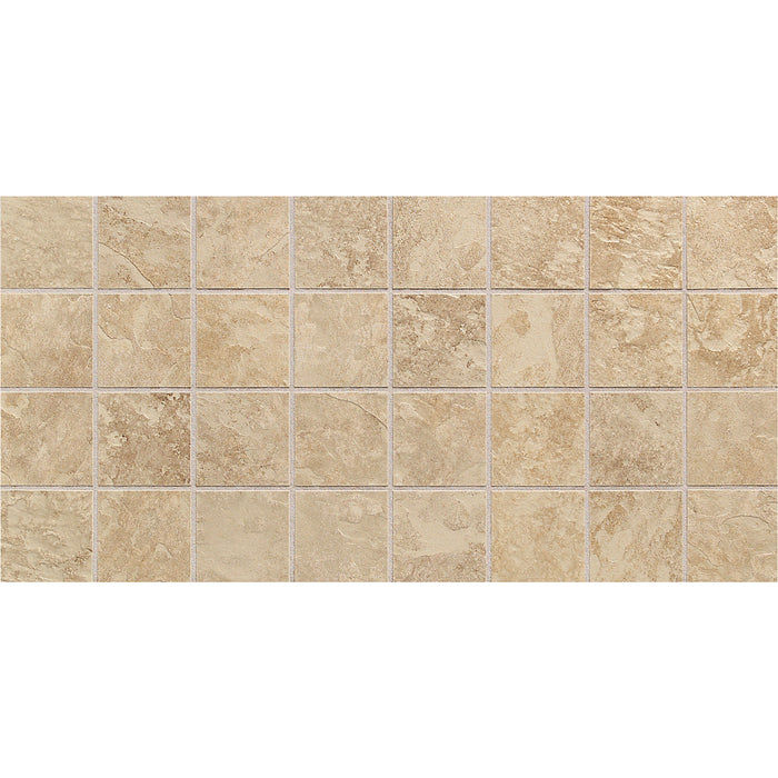 Daltile - Continental Slate - 3 in. x 3 in. - Glazed Ceramic Mosaic - Matte - Egyptian Beige