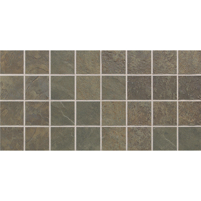 Daltile - Continental Slate - 3 in. x 3 in. - Glazed Ceramic Mosaic - Matte - Brazilian Green