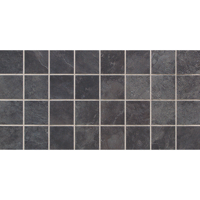 Daltile - Continental Slate - 3 in. x 3 in. - Glazed Ceramic Mosaic - Matte - Asian Black