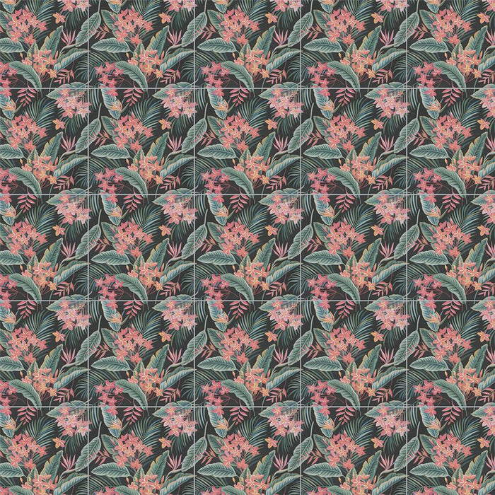 Somertile - Imagine Porcelain Tile - Botanical Paradise Installed Light Grout