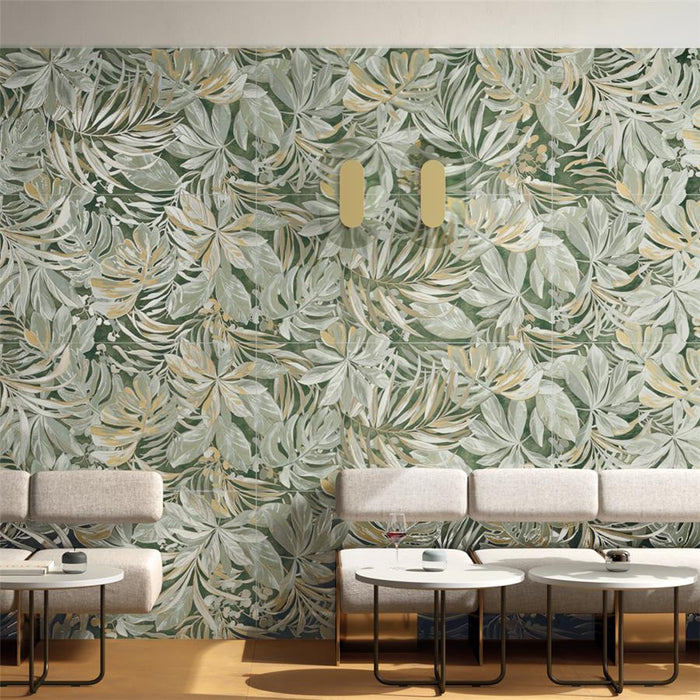 Somertile - Parete Porcelain Tile - Tropici Green Room scene