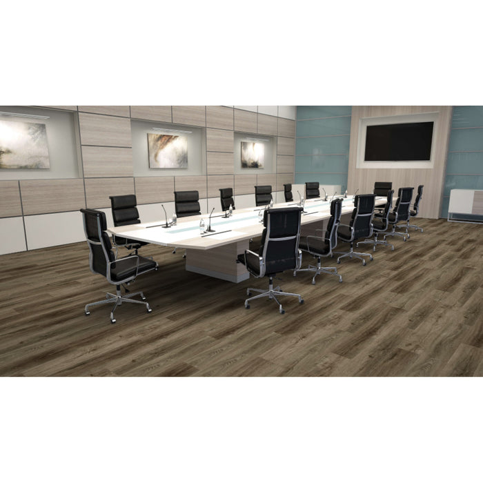 Mohawk - Hot and Heavy II - Secoya 2.5 - 7 in. x 48 in. - Luxury Vinyl Tile - Stable Oak Room Scene