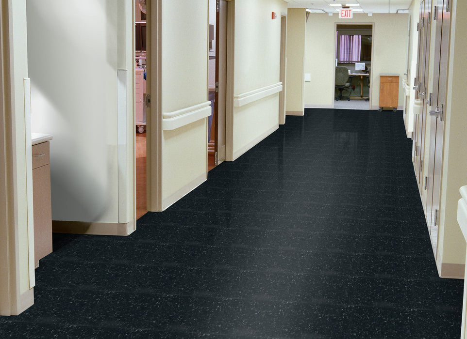 Armstrong Commercial - Standard Excelon Imperial Texture - Vinyl Composition Tile (VCT) - Classic Black Installed