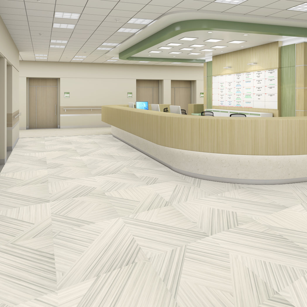 Shaw Contract - Emerge - 24 in. x 24 in. Luxury Vinyl - Carrara Silver Hospital Install