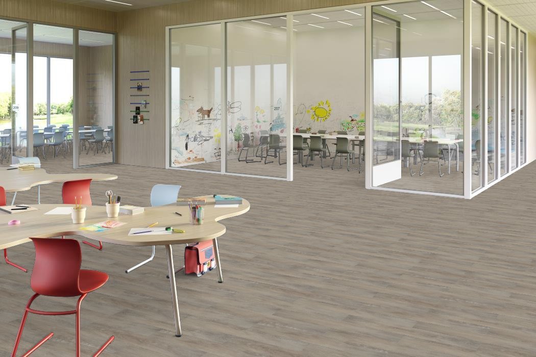 Shaw Contract - Solitude - 6 in. x 48 in. Luxury Vinyl - Fawn Classroom Install