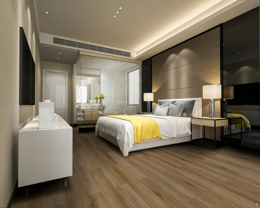 Hartco - Nod to Nature Rewilding - 7 in. x 48 in. Luxury Vinyl - Dryback - Predictable Brown Room Scene
