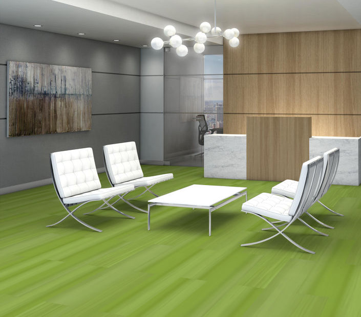 Philadelphia Commercial - Strie - Luxury Vinyl Tile - Chartreuse floor installation