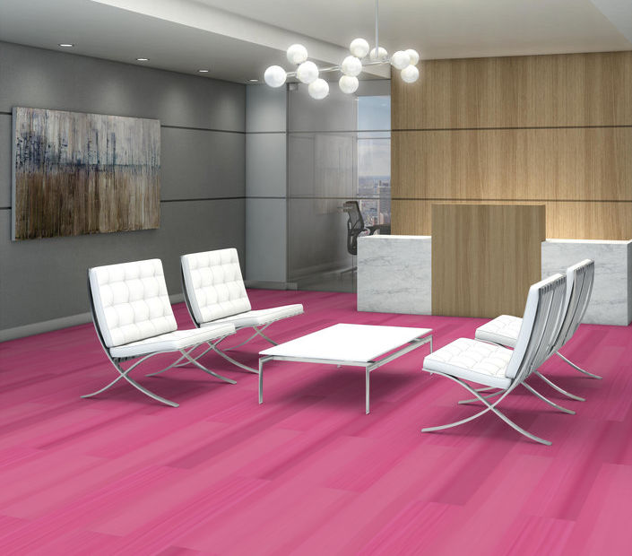 Philadelphia Commercial - Strie - Luxury Vinyl Tile - Bright Fushia floor installation