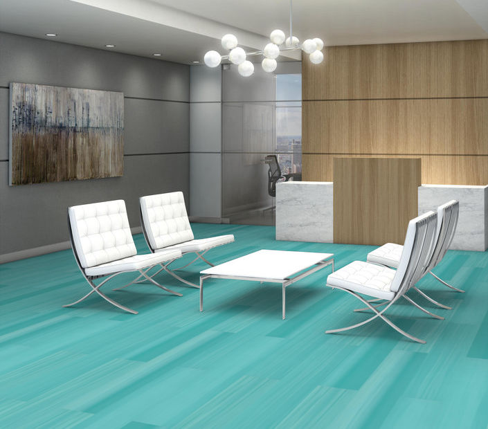 Philadelphia Commercial - Strie - Luxury Vinyl Tile - Turquoise floor installation