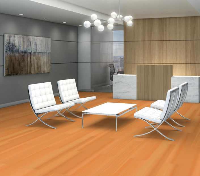 Philadelphia Commercial - Strie - Luxury Vinyl Tile - Vivid Orange floor installation