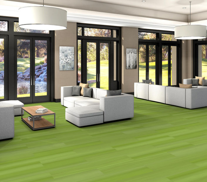 Philadelphia Commercial - Strie - Luxury Vinyl Tile - Chartreuse floor installation