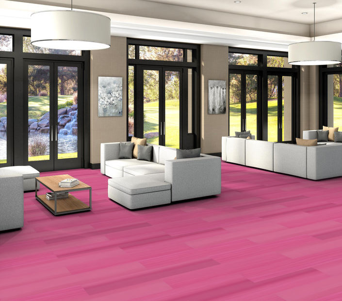 Philadelphia Commercial - Strie - Luxury Vinyl Tile - Bright Fushia floor installation