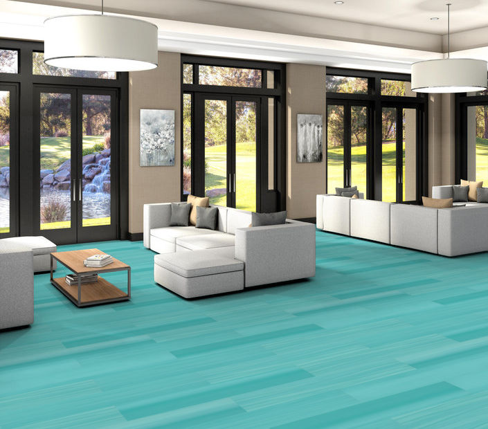 Philadelphia Commercial - Strie - Luxury Vinyl Tile - Turquoise floor installation