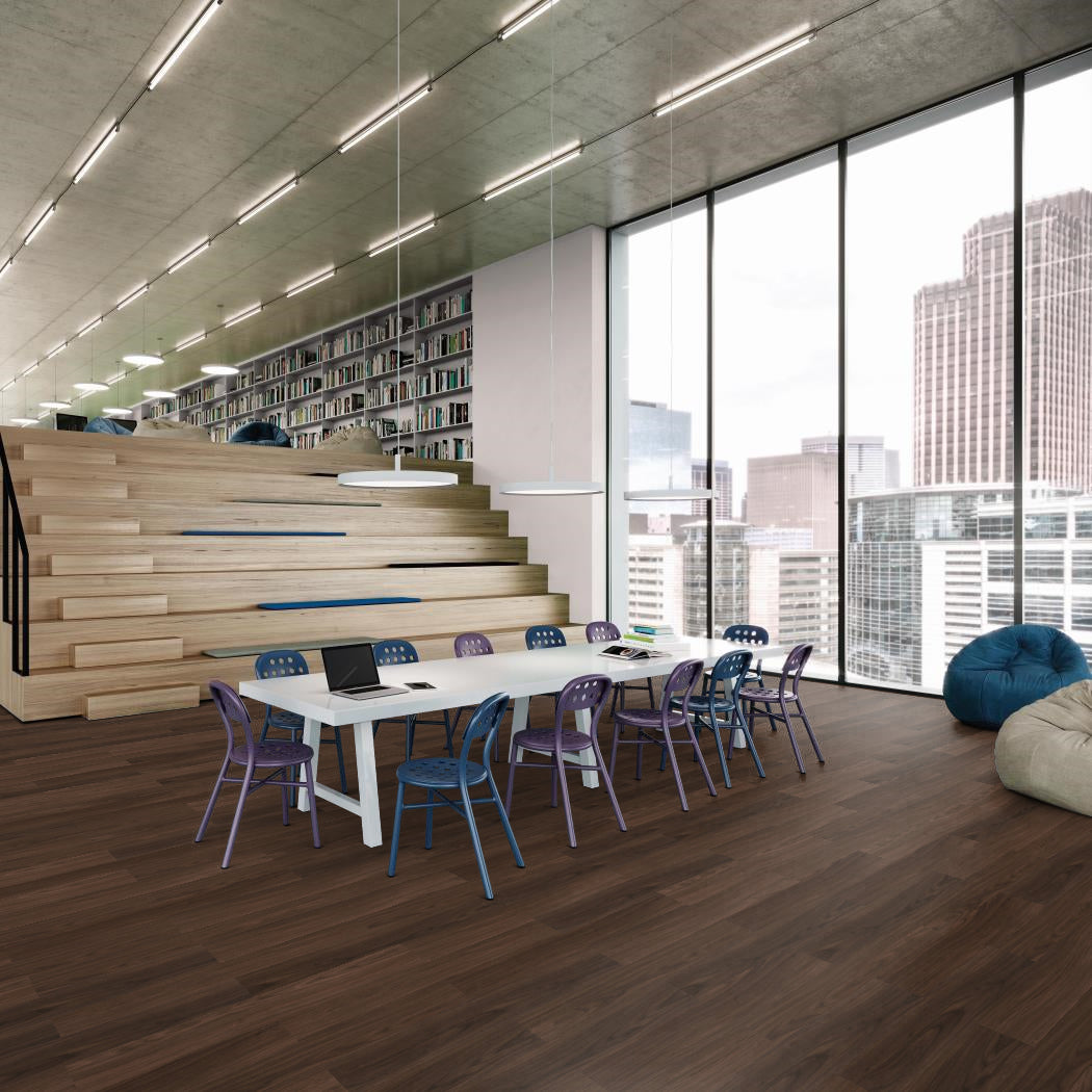 Shaw Contract - Abide - 7 in. x 47 in. Luxury Vinyl - Chocolate Walnut Office Install