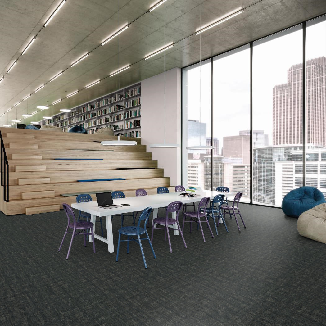 Shaw Contract - Modern Edit - Edition - Carpet Tile - Heritage Blue Library Installation