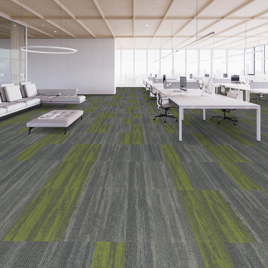 Shaw Contract - Places - Sea Edge Tile - Carpet Tile - Adventure Green Room Scene