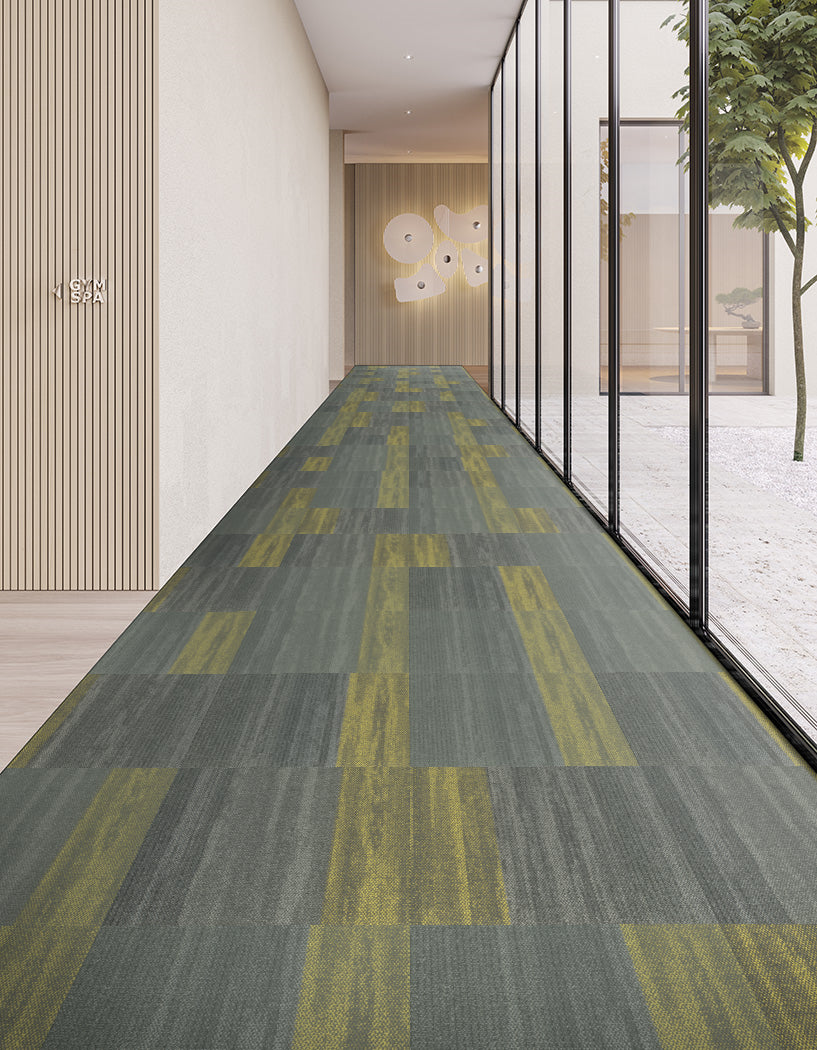 Shaw Contract - Places - Sea Edge Tile - Carpet Tile - Adventure Yello Installed