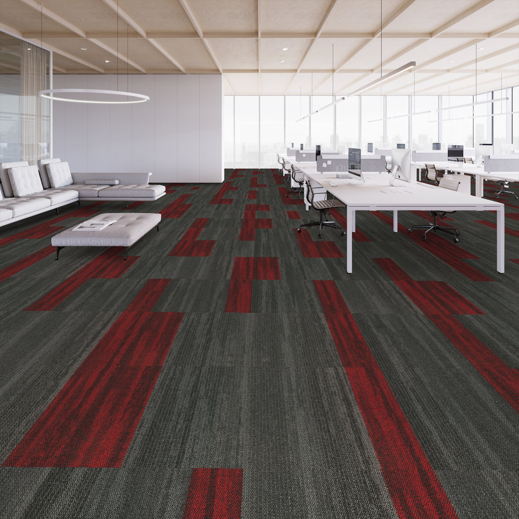 Shaw Contract - Places - Sea Edge Tile - Carpet Tile - Skyline Red Room scene
