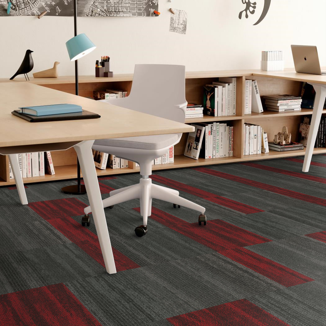Shaw Contract - Places - Sea Edge Tile - Carpet Tile - Skyline Red Office Install