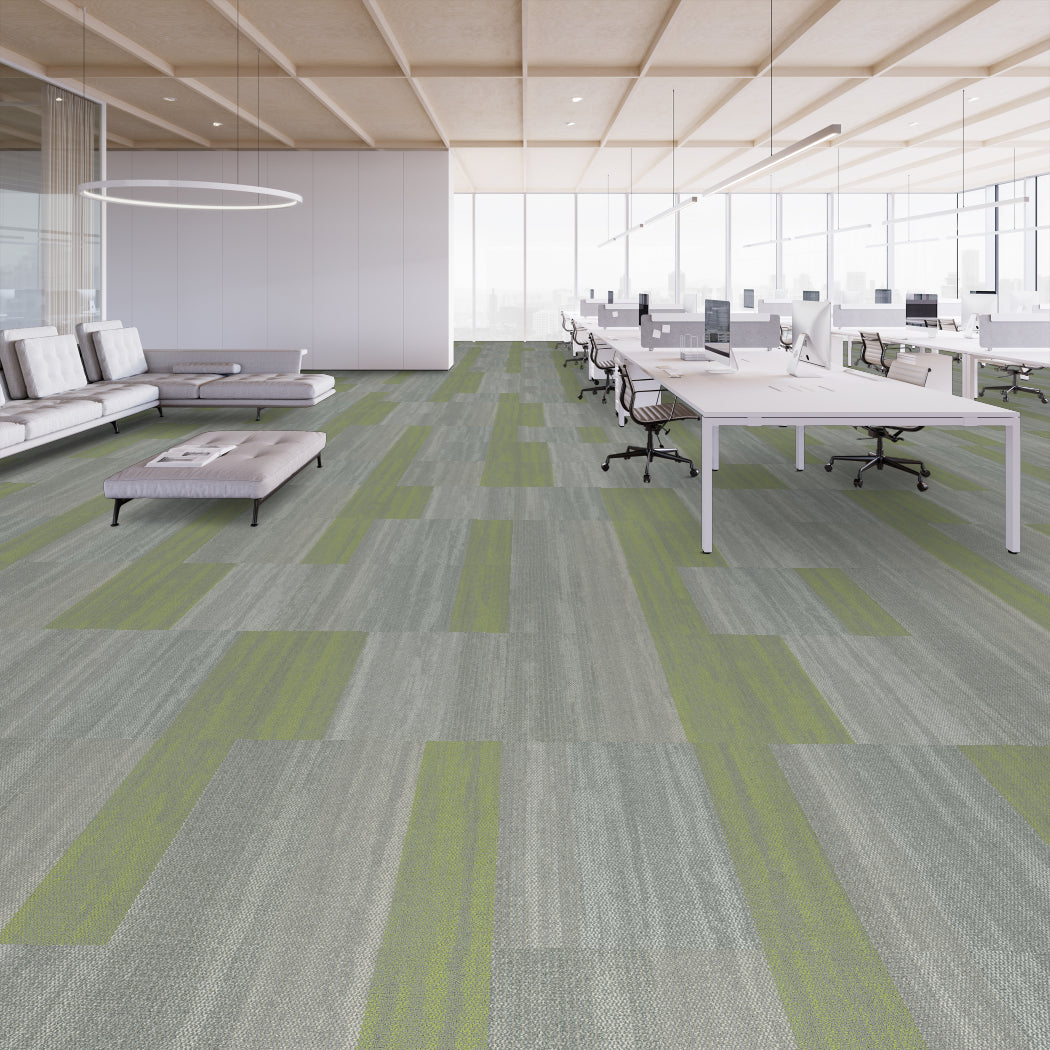 Shaw Contract - Places - Sea Edge Tile - Carpet Tile - Ocean Lime Installed