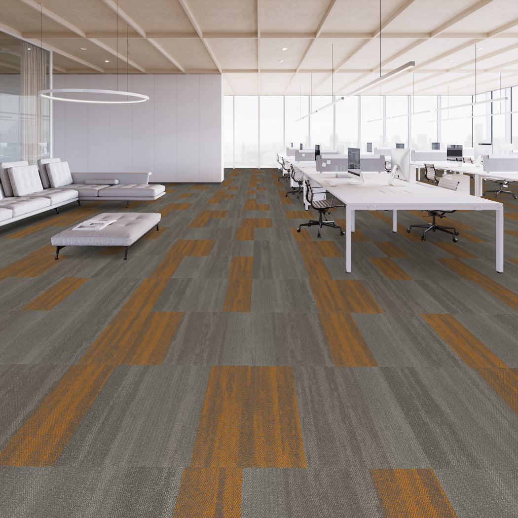 Shaw Contract - Places - Sea Edge Tile - Carpet Tile - Village Orange Installed
