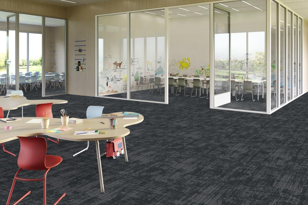 Shaw Contract - Creating Space - Aware - Carpet Tile - Ink Classroom Install
