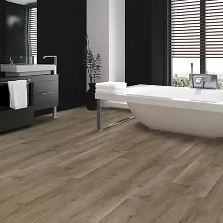 Mohawk - Ballard 2.0 - 6 in. x 48 in. Luxury Vinyl Plank - Glue Down Format - Simply Ecru Installed