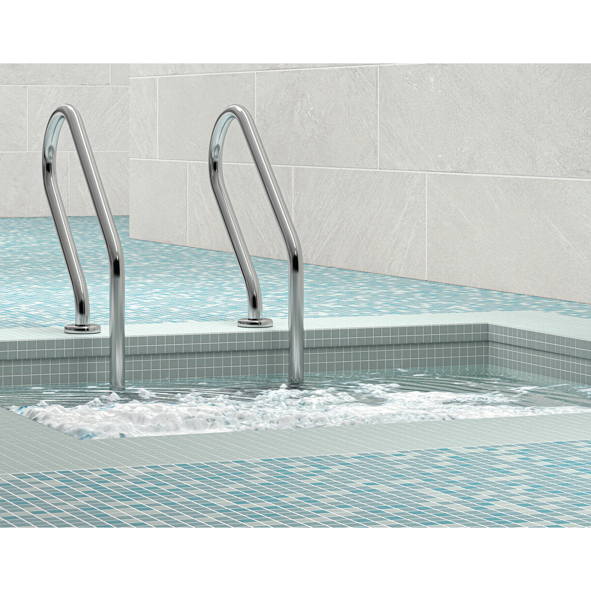 American Olean - Solstice - 15 in. x 30 in. - Porcelain Tile - Matte - Winter White Pool Install