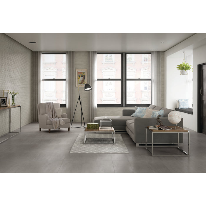 American Olean - Theoretical - 12 in. x 24 in. - Porcelain Tile - Matte - Creative Gray Installed