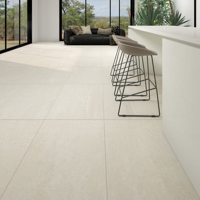 American Olean - Theoretical Evolved - 24 in. x 48 in. - Porcelain Tile - Matte - Candid Cream Installed