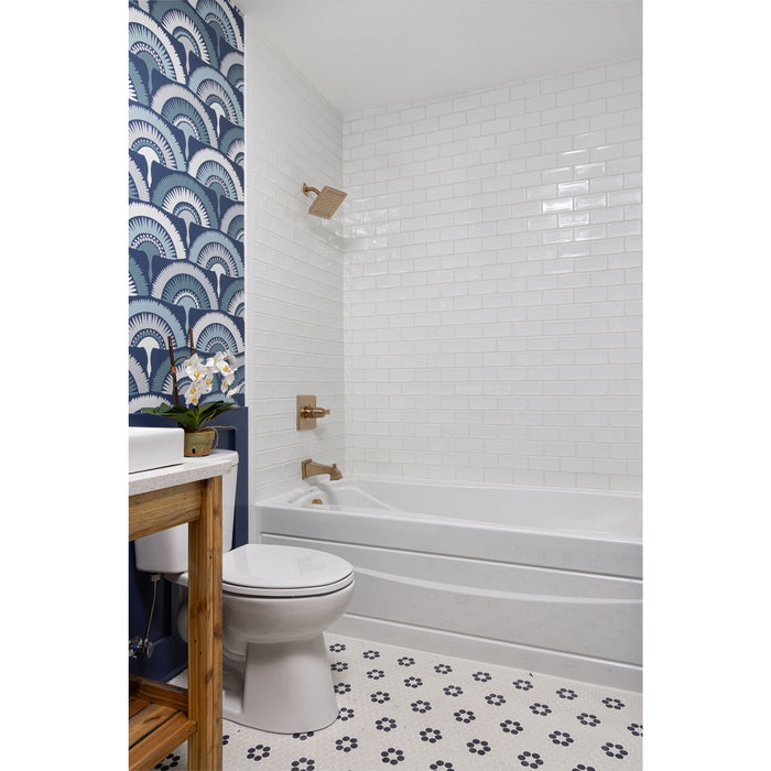 Daltile - Keystones - Penny Rounds - Porcelain Tile Mosaic - Matte - Arctic White/Black - DK29 Room Scene