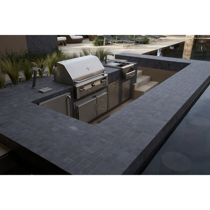 Daltile - Continental Slate - 3 in. x 3 in. - Glazed Ceramic Mosaic - Matte - Asian Black Installed 2