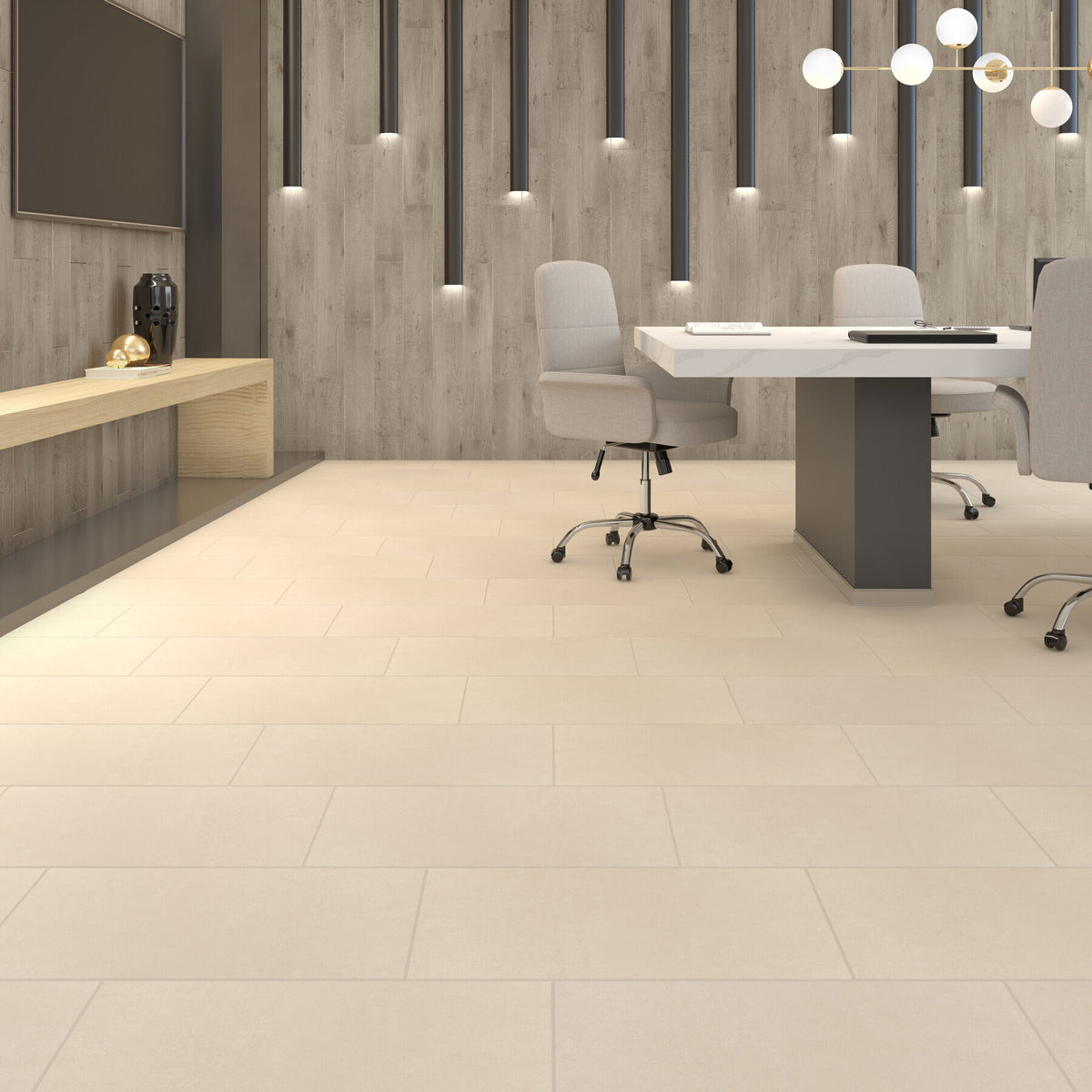 Daltile - Cohesion - 12 in. x 24 in. - Porcelain Tile - Matte - Beige Installed