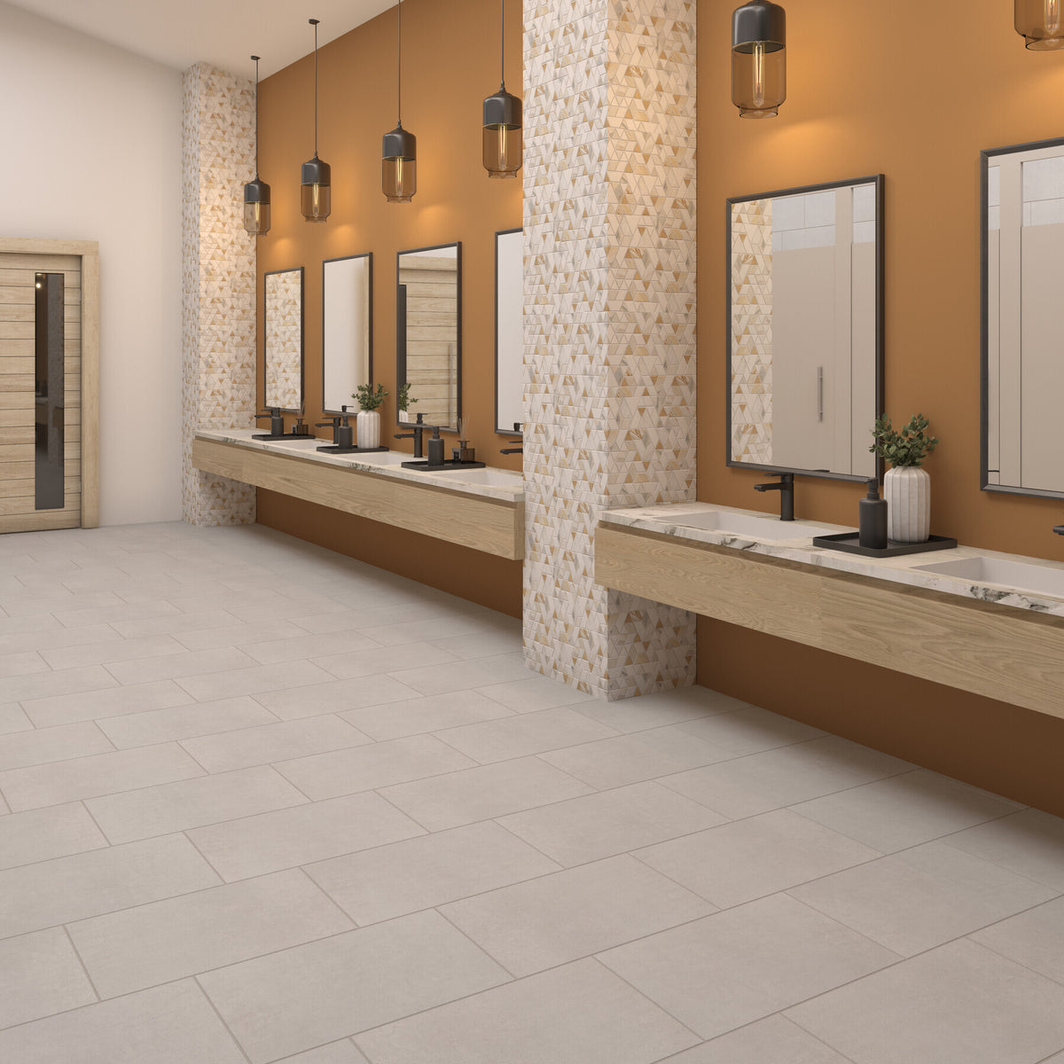 Daltile - Cohesion - 12 in. x 24 in. - Porcelain Tile - Matte - Light Grey Installed