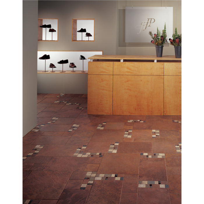 Daltile - Continental Slate - 4 in. x 12 in. - Porcelain Tile Decorative Border - Matte - Egyptian Beige CS70 Installed