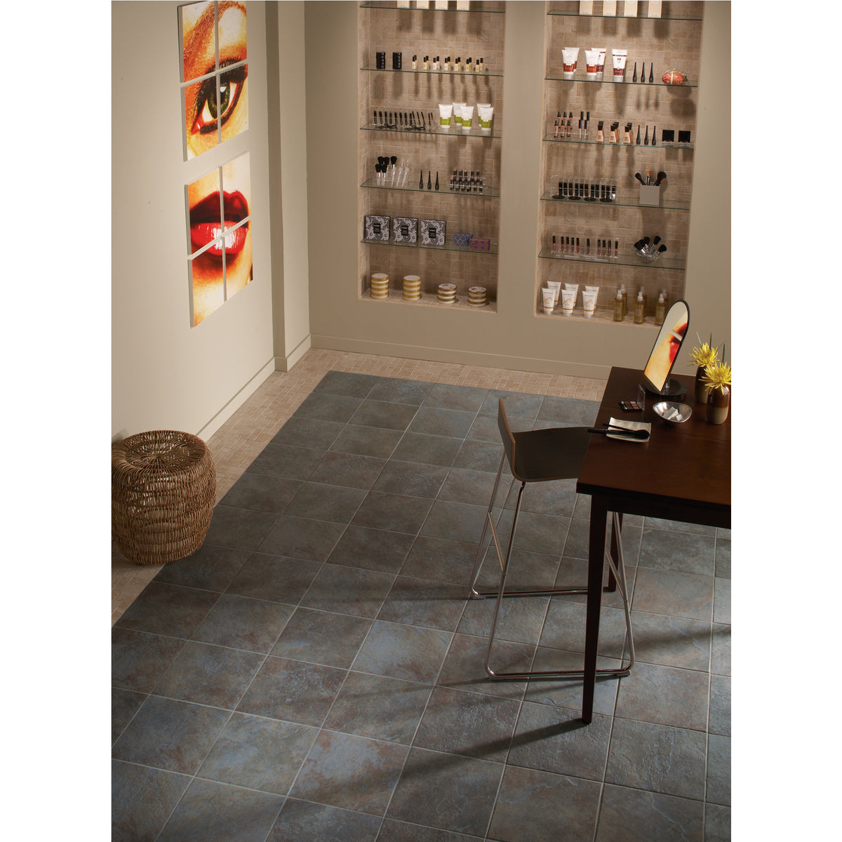 Daltile - Continental Slate - 12 in. x 12 in. - Porcelain Tile - Matte - Tuscan Blue Installed