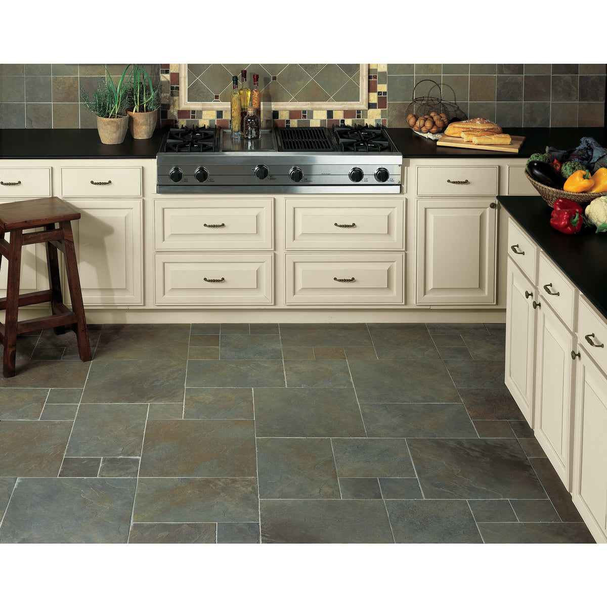 Daltile - Continental Slate - 6 in. x 6 in. - Porcelain Tile - Matte - Brazilian Green Floor Install