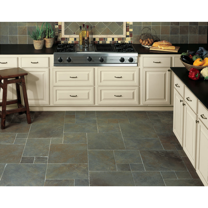 Daltile - Continental Slate - 18 in. x 18 in. - Porcelain Tile - Matte - Brazilian Green Kitchen Install