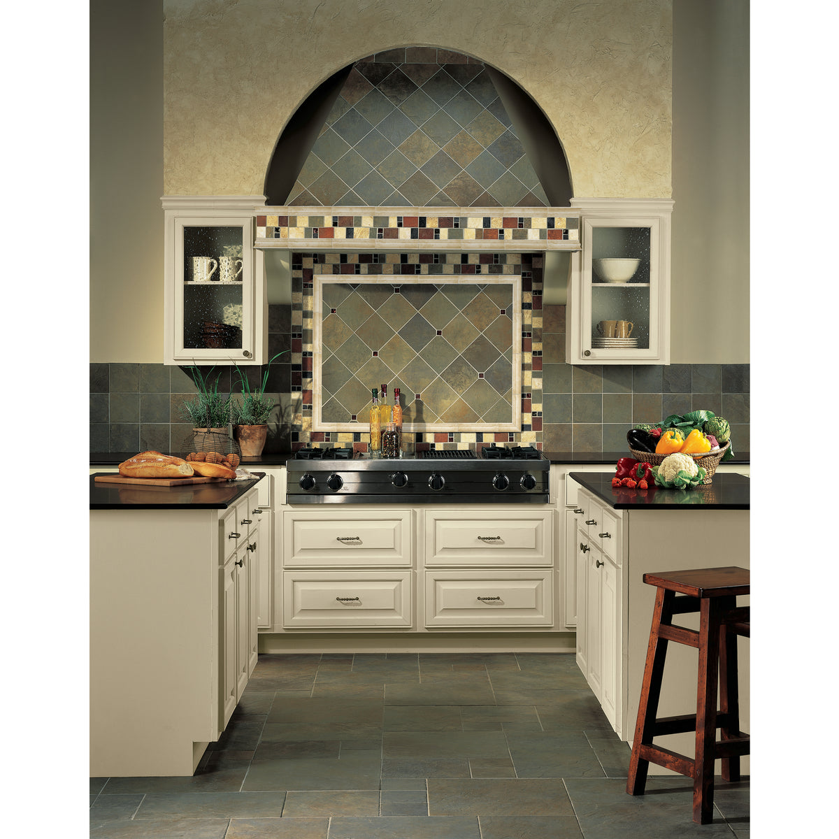 Daltile - Continental Slate - 12 in. x 12 in. - Porcelain Tile - Matte - Brazilian Green Installed