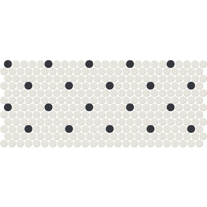 Daltile - Keystones - Penny Rounds - Porcelain Tile Mosaic - Matte - Arctic White/Black - DK30