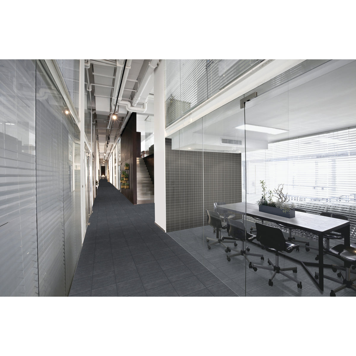 Daltile - Fabrique - 12 in. x 12 in. - Porcelain Tile - Matte - Noir Linen Installed
