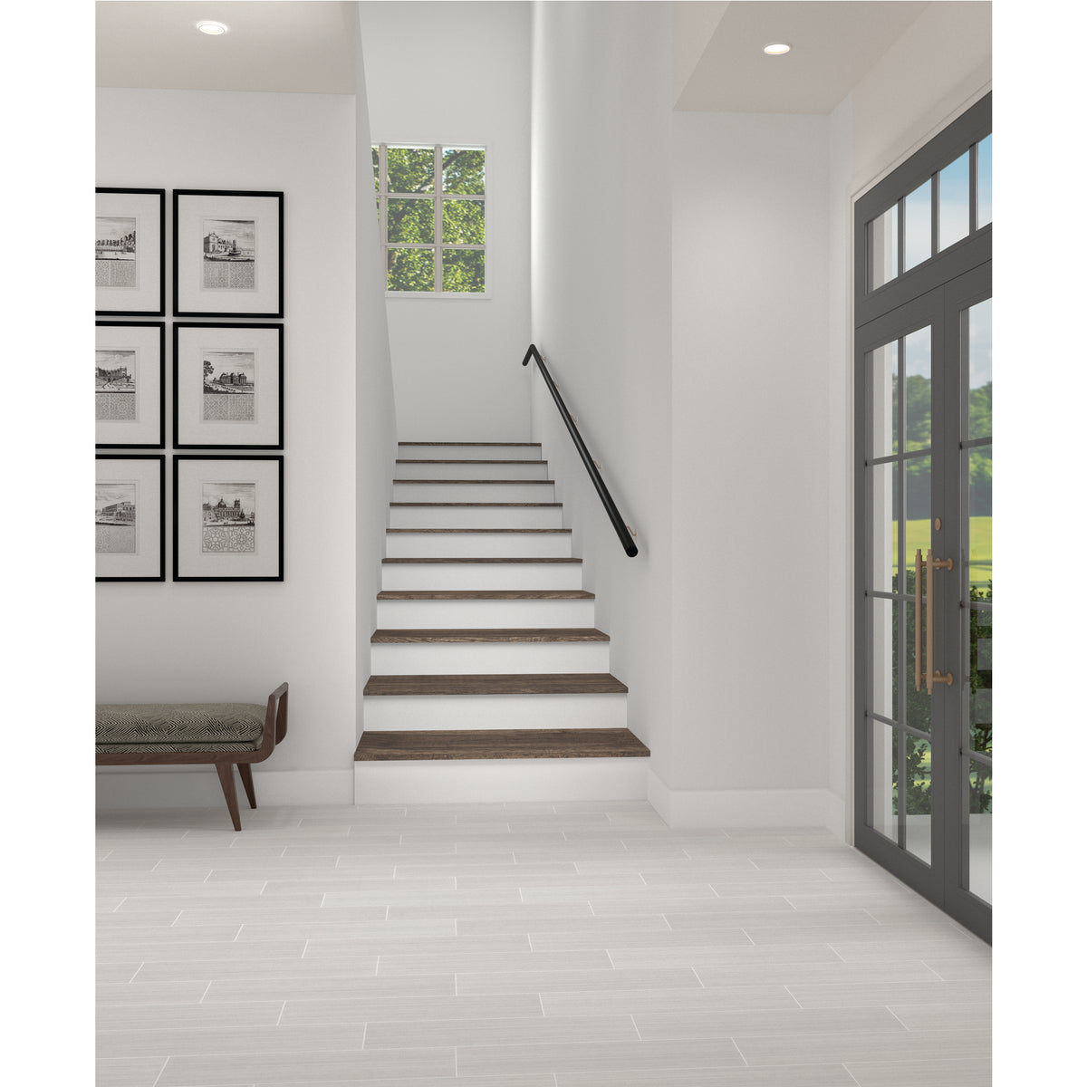 Daltile - Fabrique - 6 in. x 24 in. - Porcelain Tile - Matte - Blanc Linen Installed