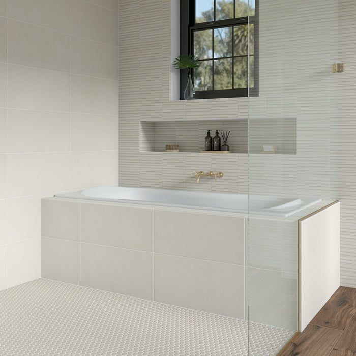 Daltile - Keystones - Penny Rounds - Porcelain Tile Mosaic - Matte - Moonshine Installed