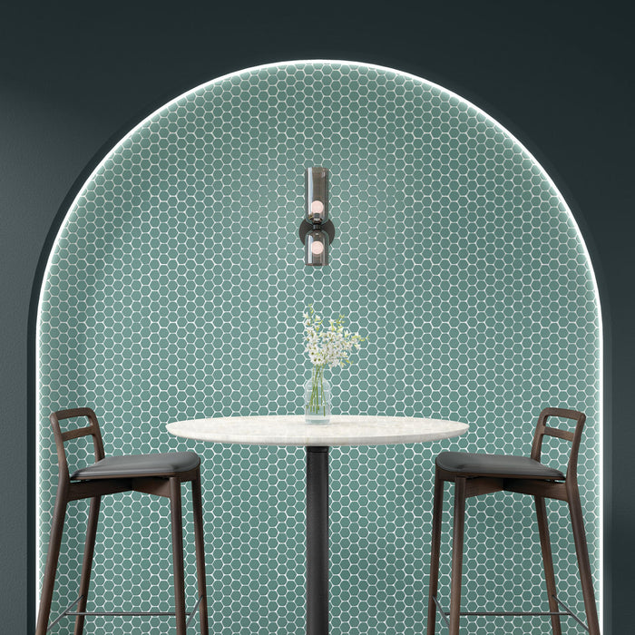 Daltile - Keystones - 2" Organic Hexagon - Porcelain Tile Mosaic - Matte - Aegean wall installation