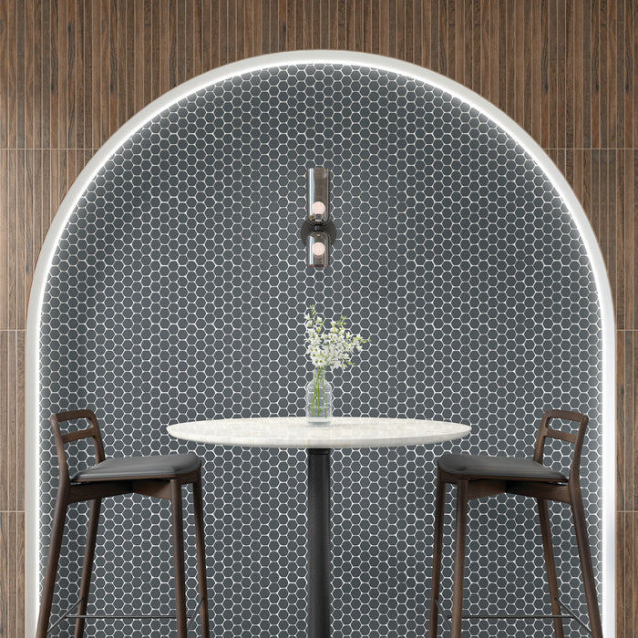 Daltile - Keystones - 2" Organic Hexagon - Porcelain Tile Mosaic - Matte - Castlerock wall installation