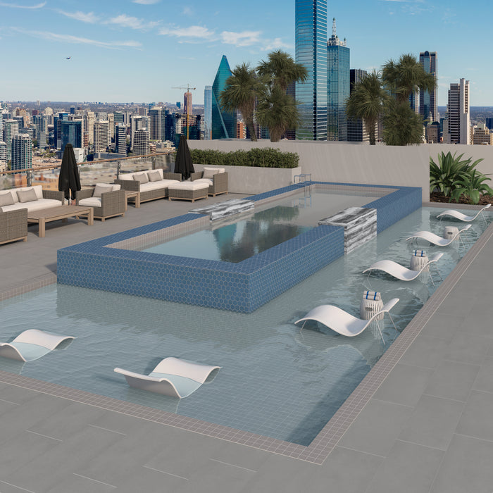 Daltile - Keystones - 2" Hexagon - Porcelain Tile Mosaic - Textured - Galaxy Pool Install
