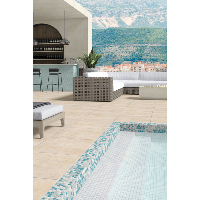 Daltile - Keystones - Organic 1" Penny Round - Porcelain Tile Mosaic - Matte - Spa Pool Install