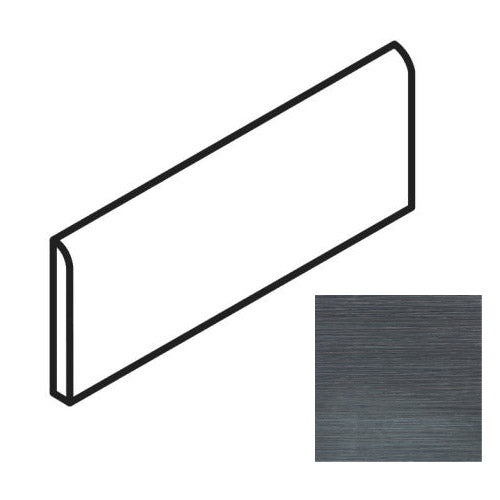 Daltile - Fabrique - 3 in. x 12 in. - Porcelain Tile Bullnose Trim - Matte - Noir Linen