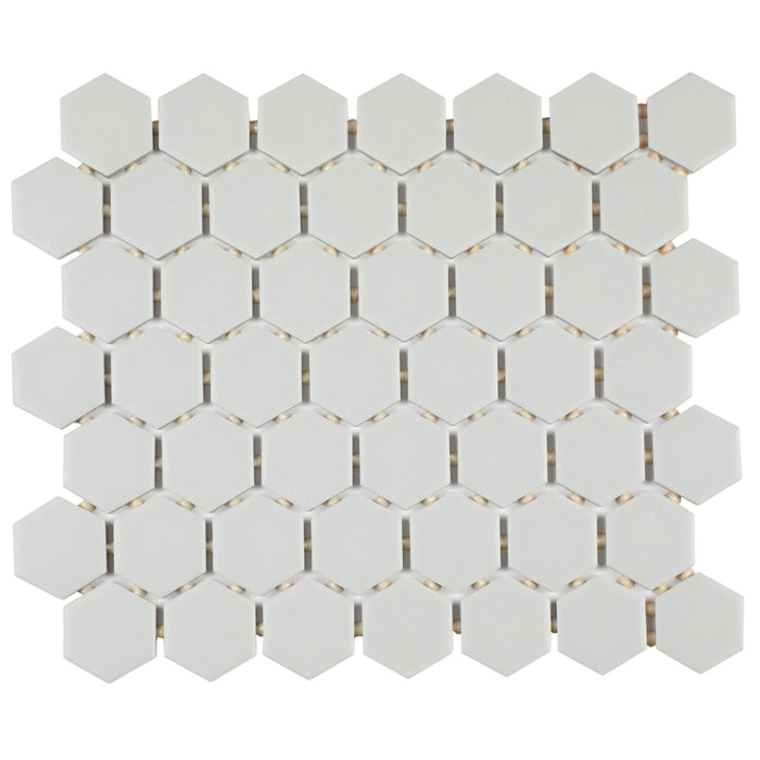 Daltile - Color Wheel Mosaic - 1.5 in. Glazed Ceramic Hexagon Mosaic - Desert Gray
