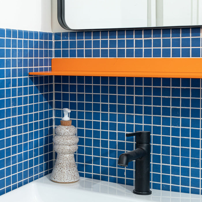 Daltile - Keystones - 1" x 1" Straight Joint - Porcelain Tile Mosaic - Matte - Nautical Blue wall installation
